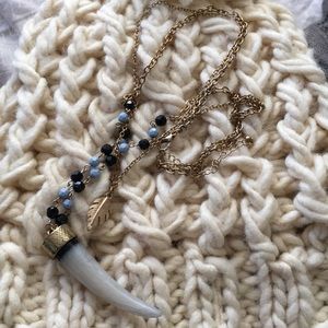 Blue black gold houndstooth necklace